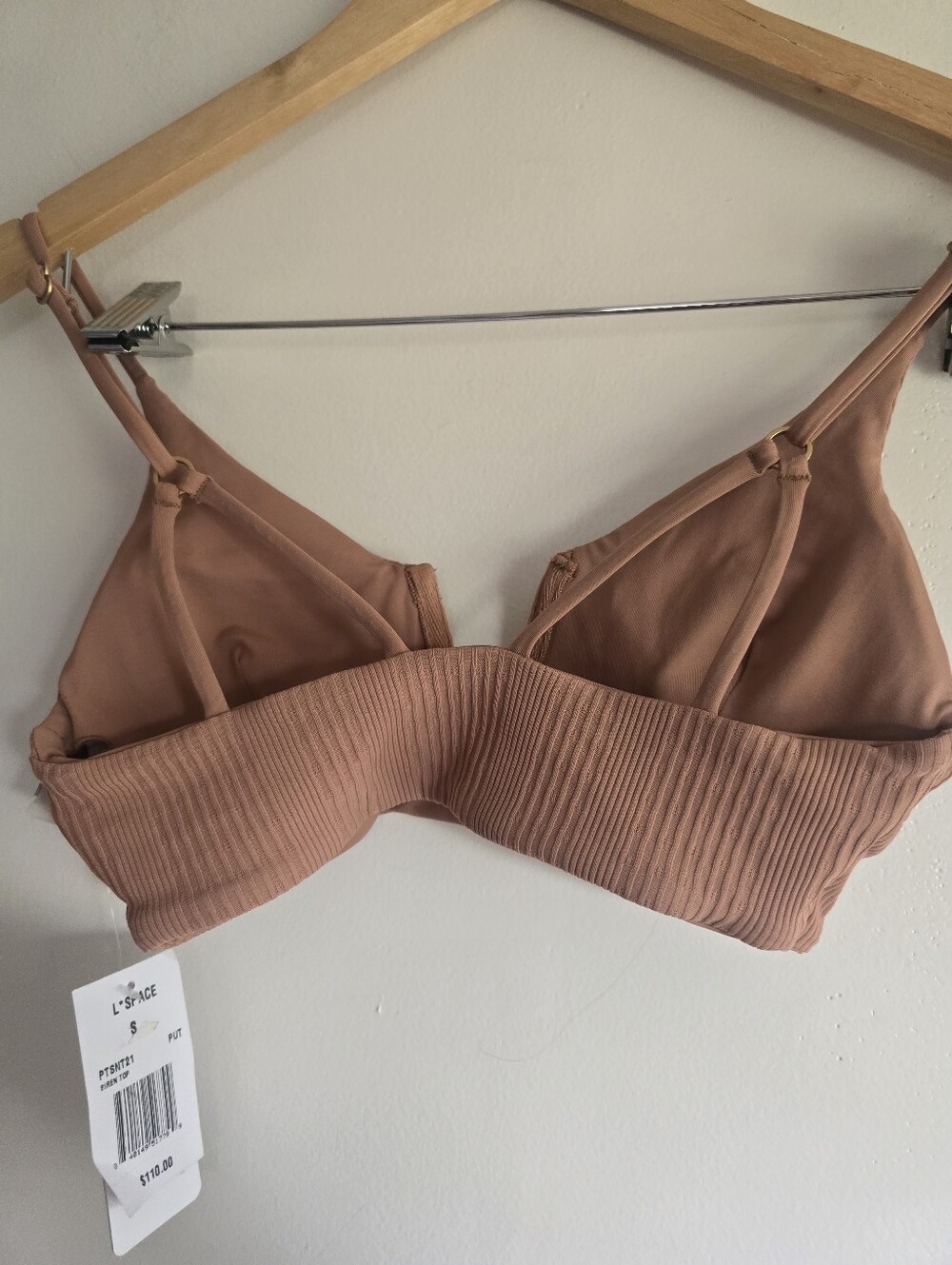 NWT! L*Space, Ribbed Siren Swim Top, Putty, MSRP $110 - Picture 4 of 6